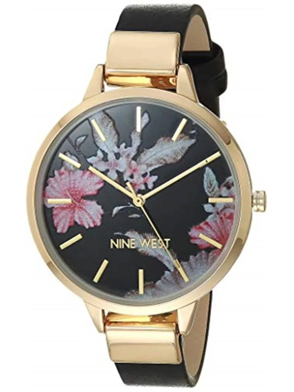 Nine West Women's Floral Dial Smooth Strap Watch 38 mm